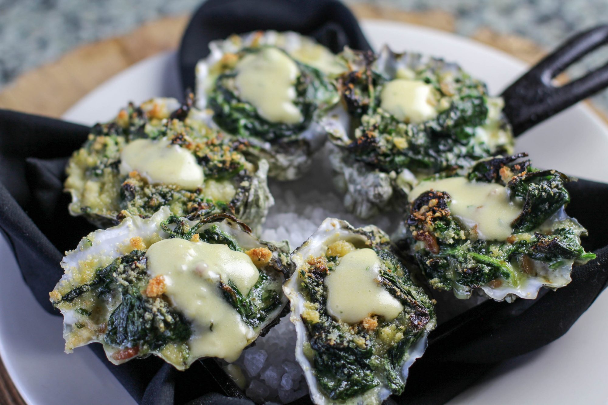 Cast Iron Roasted Oysters with Spinach and Bacon Recipe