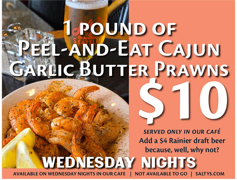 Cajun Garlic Butter Prawns $10 in the cafe bar on Wednesday night